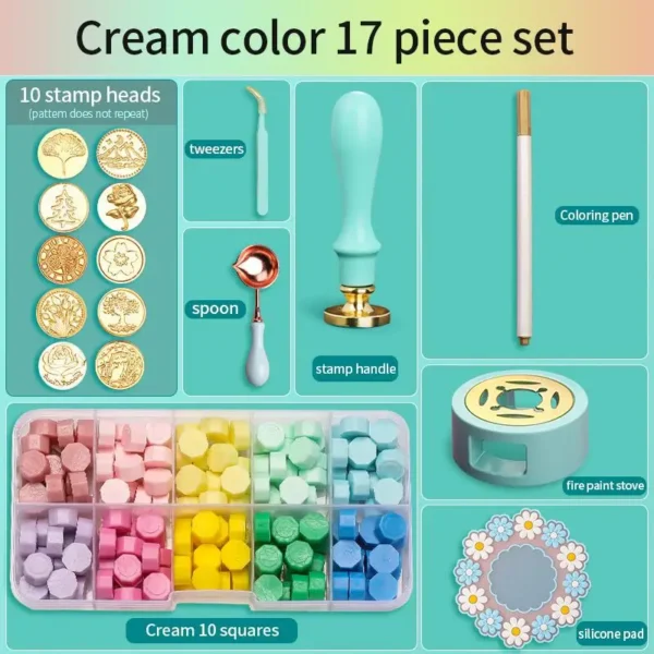 Juego de sellos de cera/lacre, Kit de cera de colores lacados