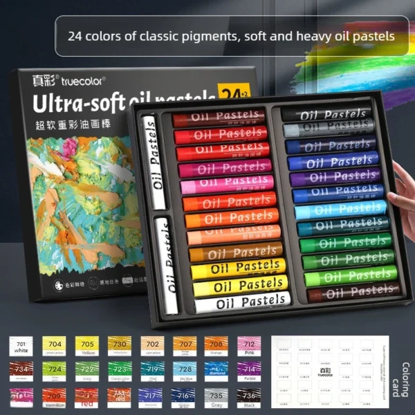 Crayones de Pastel al Óleo de 48 Colores, Textura de Óleo, Efecto 3D, No Tóxicos, Difuminables, para proyectos profesionales