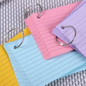 Block mini de notas de línea formato horizontal, tarjetas de índice de hojas sueltas, tarjetas de revisión, fichas de estudio de colores