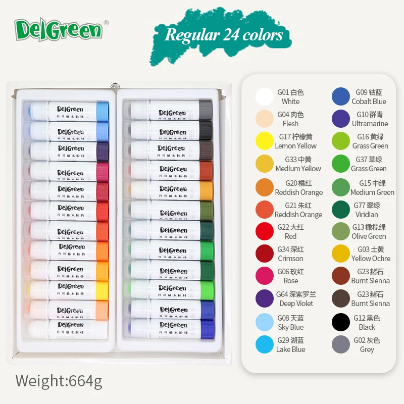 Palitos pastele crayones de pintura Gouache sólidos y suaves de grado artístico DELGREEN básico / no tóxicos - Imagen 16