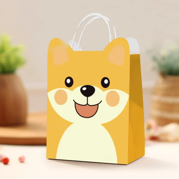 Bolsas de papel de animales de dibujos animados con asa para niños