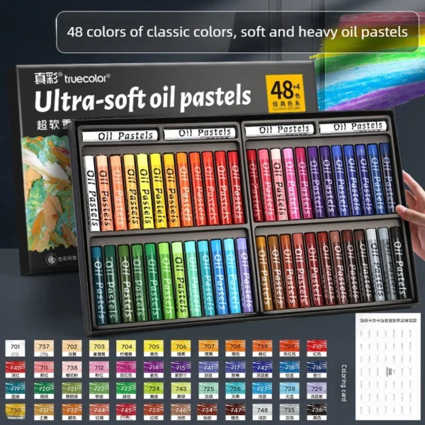 Crayones de Pastel al Óleo de 48 Colores, Textura de Óleo, Efecto 3D, No Tóxicos, Difuminables, para proyectos profesionales