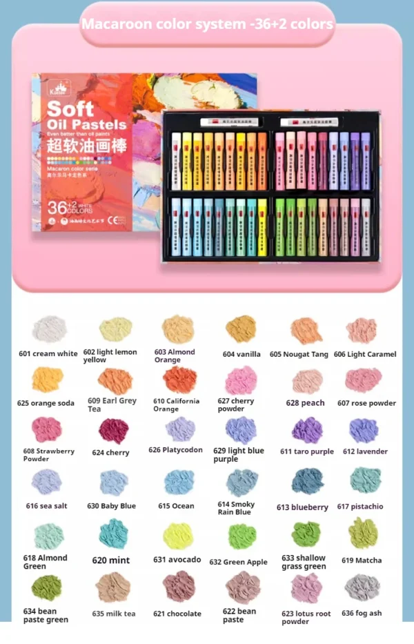Pastel al óleo super suave profesional, 24/36/48 colores, pasteles suaves blancos de artista para pintar