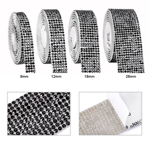 Cinta autoadhesiva de diamantes de imitación de cristal, pegatina de diamantes de imitación con purpurina para decoraciones y manualidades DIY