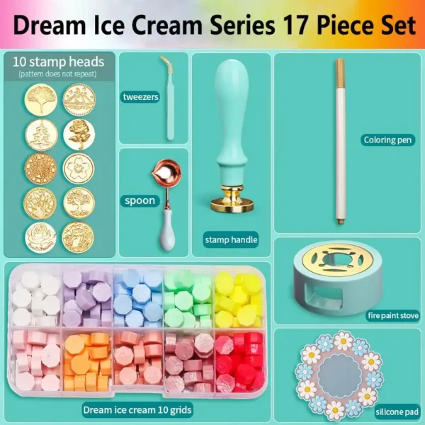 Juego de sellos de cera/lacre, Kit de cera de colores lacados