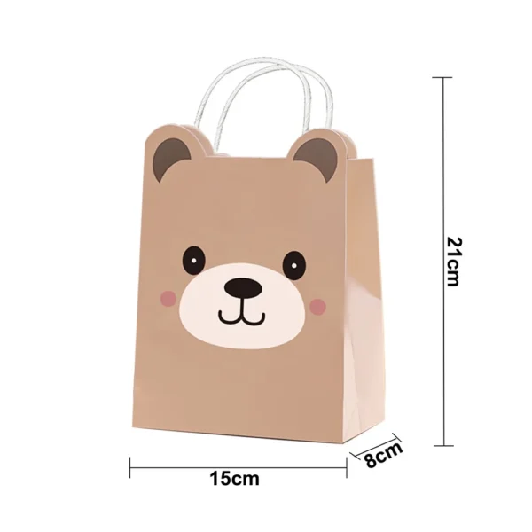 Bolsas de papel de animales de dibujos animados con asa para niños