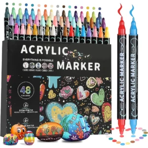 Rotuladores de pintura acrílica de doble punta, 12/24/36/48 colores, para lienzo de madera, pintura de roca, superficies de cerámica de vidrio, manualidades DIY
