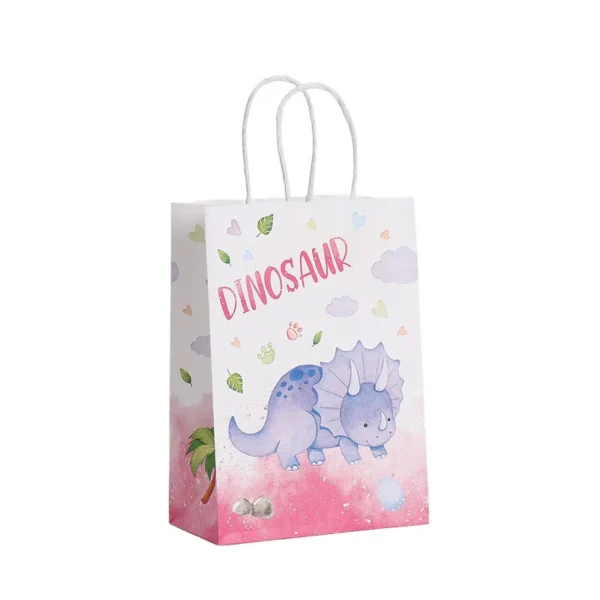 Bolsas de embalaje de regalo de papel con tematica de dibujo de dinosaurios, unisex, 12 Uds.