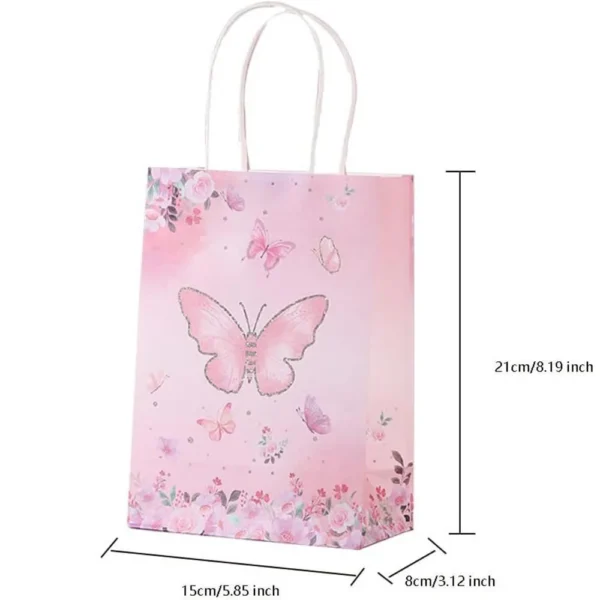 Bolsas de regalo de papel con temática de mariposa, bolsa de papel Kraft con asas para detalles, bodas, Día de la madre, cumpleaños de niñas, baby sohwers y celebraciones
