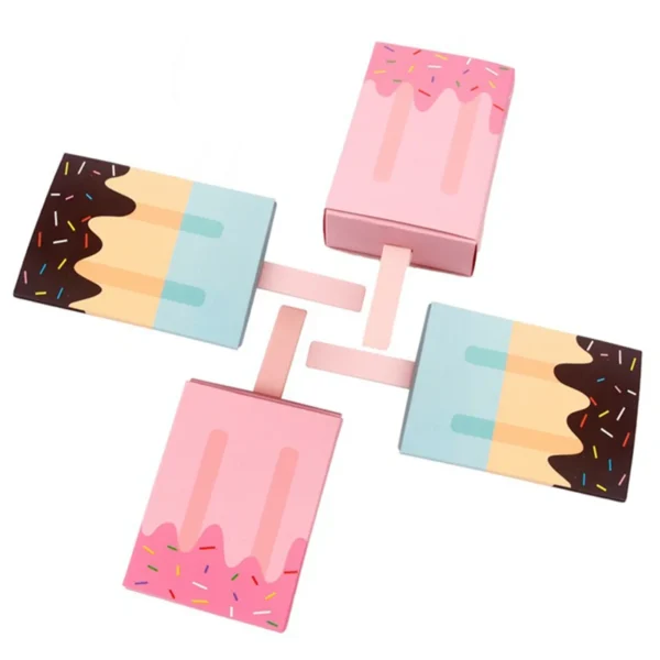 Cajas de cartón con forma de helado, con bandeja extraíble, originales de papel Kraft