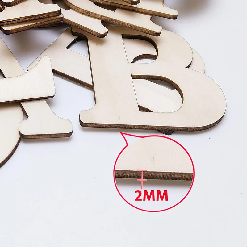 26 unids/set letras de madera sin terminar A-Z alfabetos de madera letras artesanales para DIY pintado educativo decoración de pared del hogar - Imagen 6