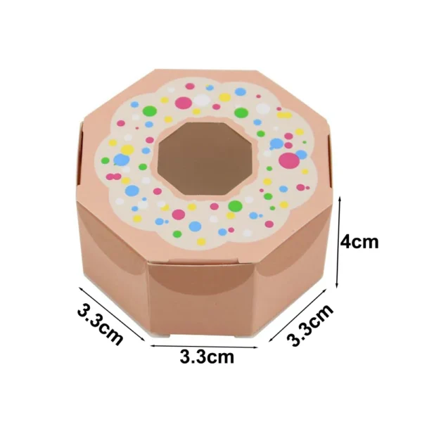 Cajas de cartón con forma de donut de colores, 10 unidades, cajas de papel rosa y azul con ventana para dulces, recuerdos o detalles