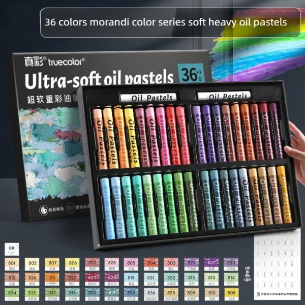 Crayones de Pastel al Óleo de 48 Colores, Textura de Óleo, Efecto 3D, No Tóxicos, Difuminables, para proyectos profesionales