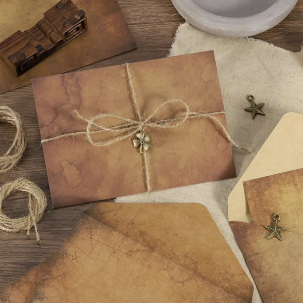 Juego de sobres Vintage para tarjetas, sobres con solapa de 150 G V y con letras de hoja de rosa
