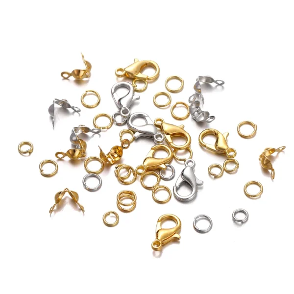 210-400 unids/caja Kits de fabricación de joyas cierre de langosta anillos abiertos extremo engarzadores caja de cuentas hecha a mano DIY pulsera collar hallazgos