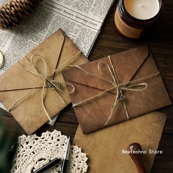 Sobre Vintage de papel de carta Kraft estilo antiguo, formato A5