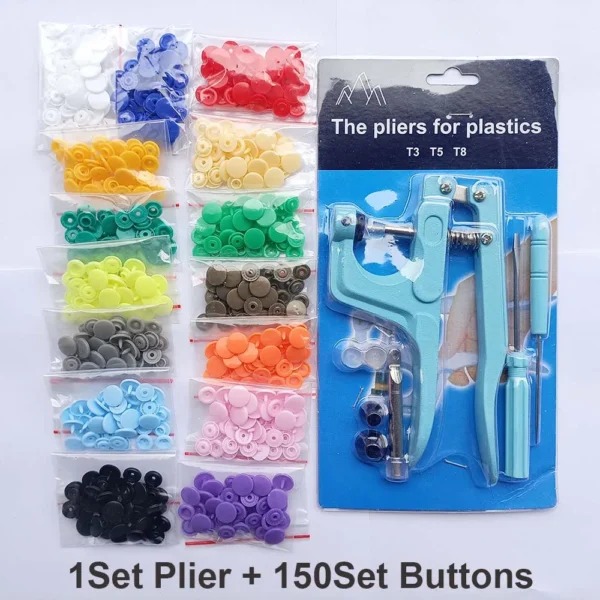 Juegos T5 broches de resina en forma de U, alicates de sujeción, Kit de botones y broches, botones de tela, herramienta de costura y manualidades DIY. 80/150/240/360