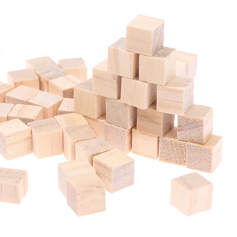 100 Piezas de Bloques Cuadrados de Madera sin Acabado, Mini Cubos de Madera Sólida de 1 cm para Manualidades, Juguetes para Niños, Material para Hacer Rompecabezas - Imagen 5