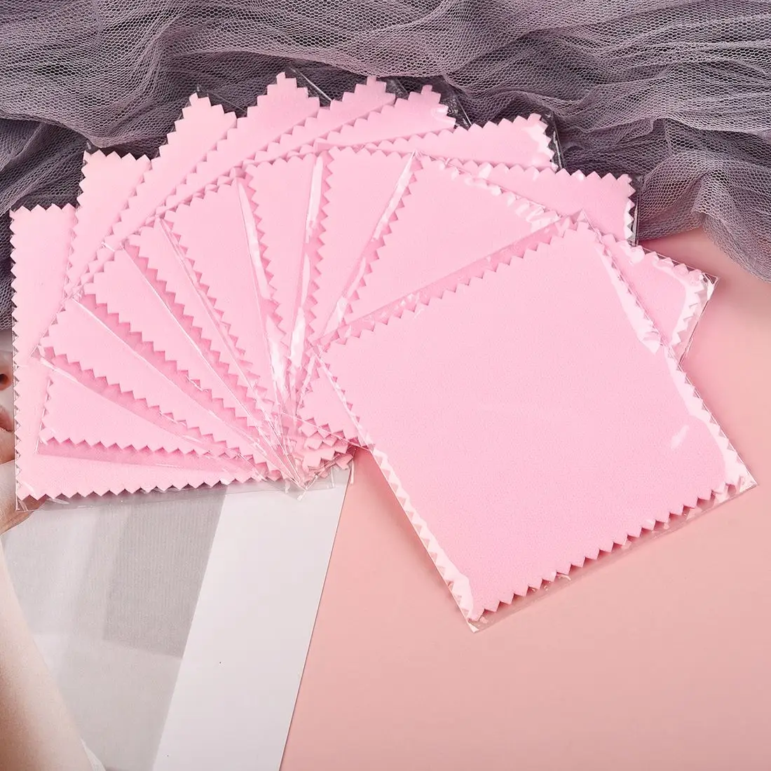 Paño de pulido empaquetado individualmente, toallita suave de tela - paño para limpieza de accesorios de joyería, 50 unids/set 8x8cm - Imagen 3