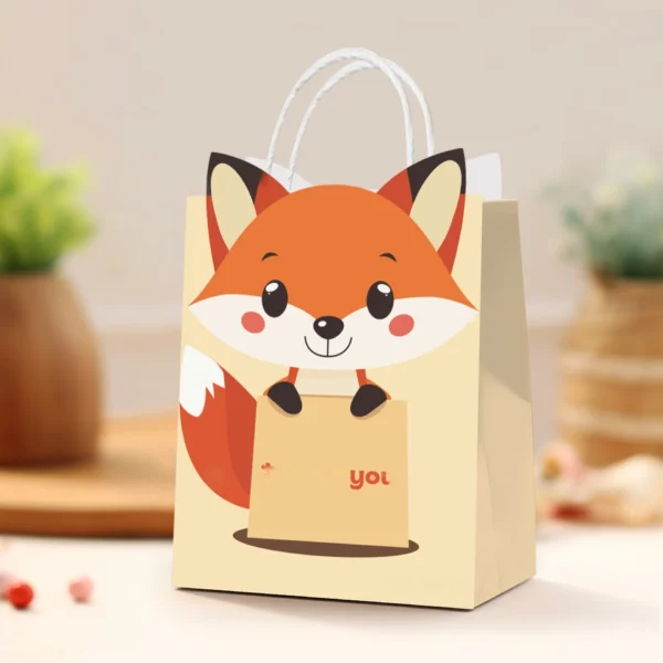Bolsas de papel de animales de dibujos animados con asa para niños