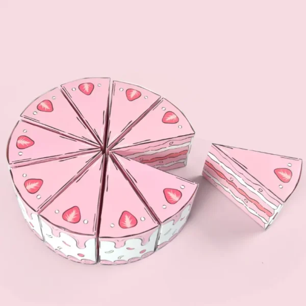 Cajas de cartón con forma de tarta dividida en trozos triangulares, hecha de Papel Ecológico en Forma de Pastel, Cajita para Dulces DIY