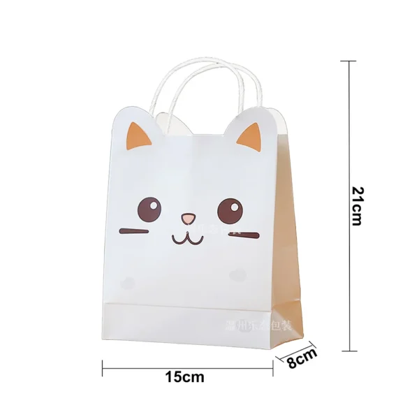 Bolsas de papel de animales de dibujos animados con asa para niños