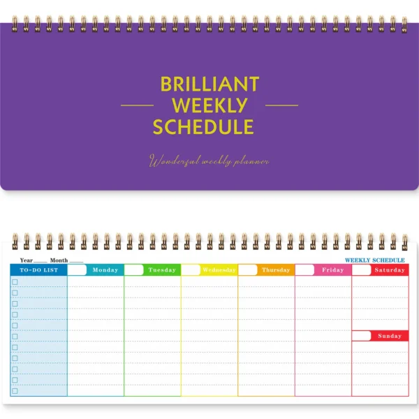 Agenda de espital en inglés con 60 hojas y 120 páginas, es planificador semanal y Bloc de notas con horario
