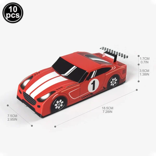 Caja de cartón y papel con diseño de coche de carreras, caja original de embalaje para regalos, 10/20 piezas