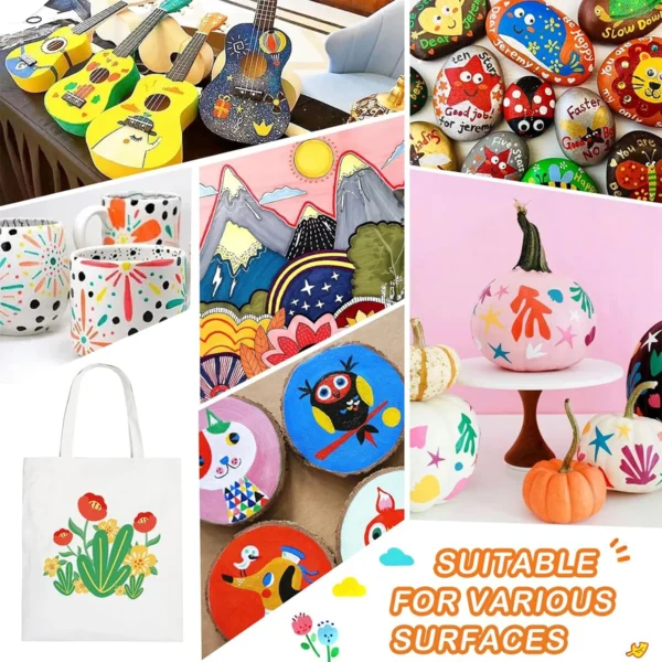 Rotuladores de pintura acrílica de doble punta, 12/24/36/48 colores, para lienzo de madera, pintura de roca, superficies de cerámica de vidrio, manualidades DIY