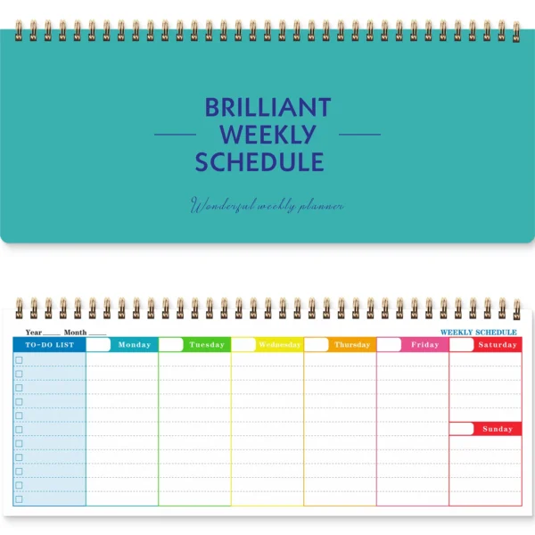 Agenda de espital en inglés con 60 hojas y 120 páginas, es planificador semanal y Bloc de notas con horario