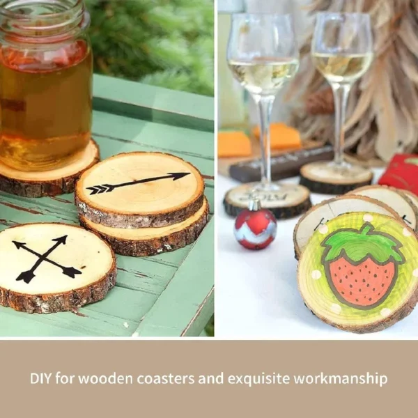Rodajas de madera de pino Natural, círculos de tronco, de corteza de árbol, para manualidades DIY, para pintar y decorar en fiestas de boda