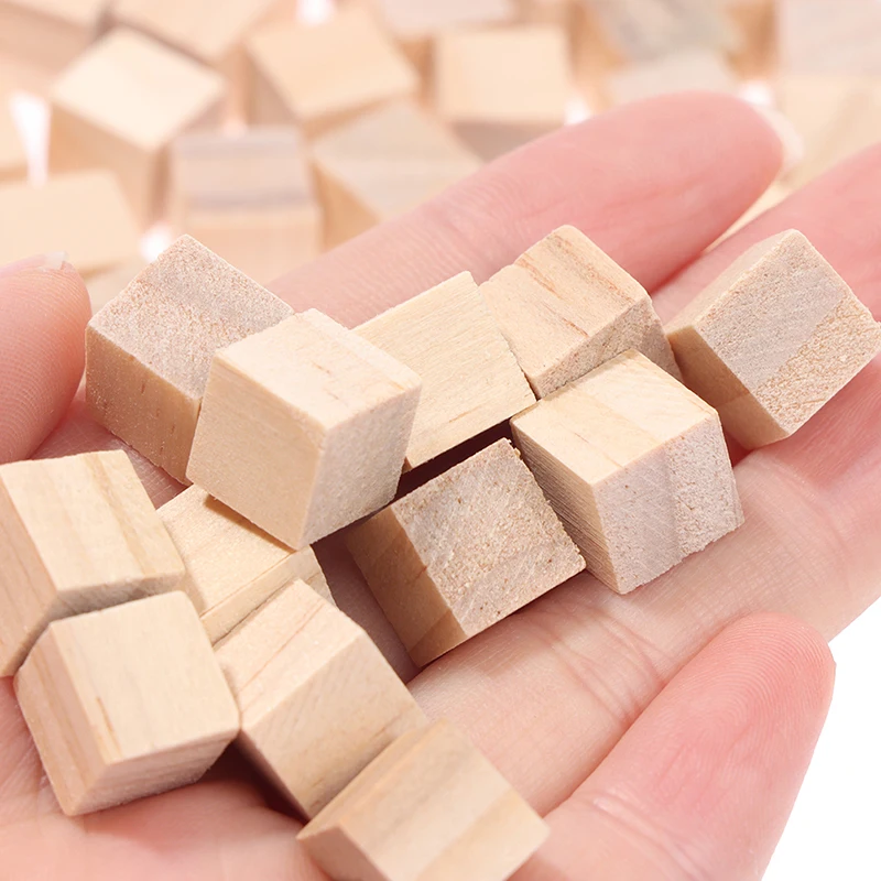 100 Piezas de Bloques Cuadrados de Madera sin Acabado, Mini Cubos de Madera Sólida de 1 cm para Manualidades, Juguetes para Niños, Material para Hacer Rompecabezas - Imagen 2