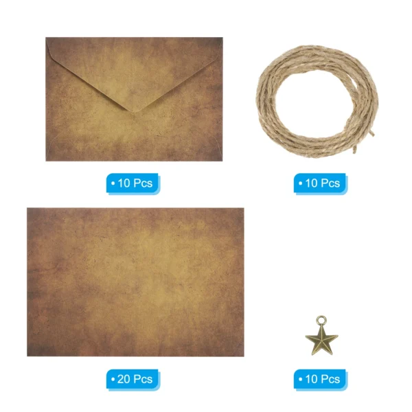Juego de sobres Vintage para tarjetas, sobres con solapa de 150 G V y con letras de hoja de rosa