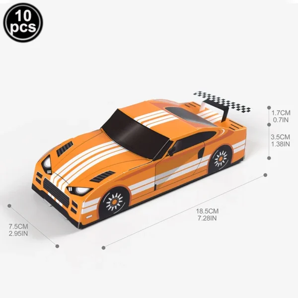 Caja de cartón y papel con diseño de coche de carreras, caja original de embalaje para regalos, 10/20 piezas