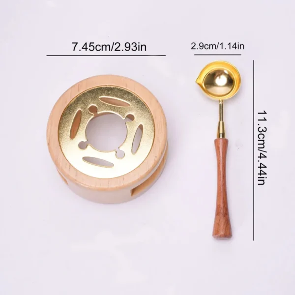 Calentador de cera para sellos de lacre, horno para fundir el lacre o cera, de madera, con cuchara y mango