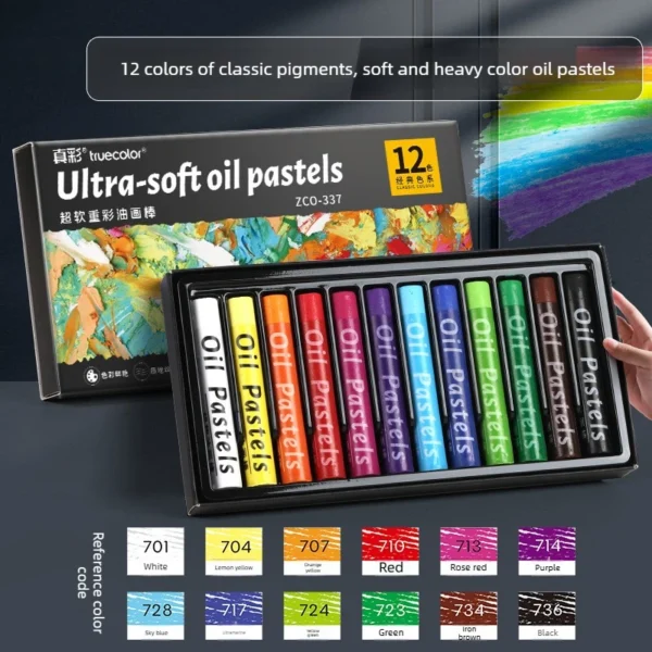 Crayones de Pastel al Óleo de 48 Colores, Textura de Óleo, Efecto 3D, No Tóxicos, Difuminables, para proyectos profesionales