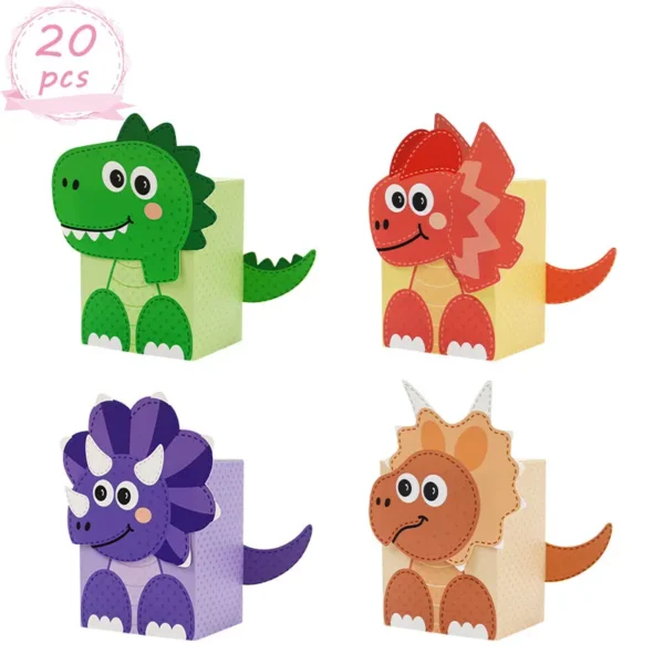 Cajas de Regalo de cartón con Forma de dinos 3D, especiales para celebraciones Infantiles, chuches y detalles o artículos artesanales temáticas de dinosaurios