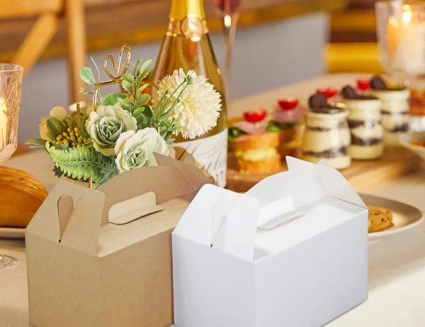 Cajas de cartón tipo lunch, tamaño Grandes con Asas, Cajas de Papel Reciclables