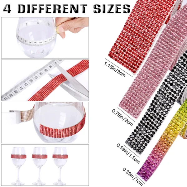 Cinta autoadhesiva de diamantes de imitación de cristal, pegatina de diamantes de imitación con purpurina para decoraciones y manualidades DIY