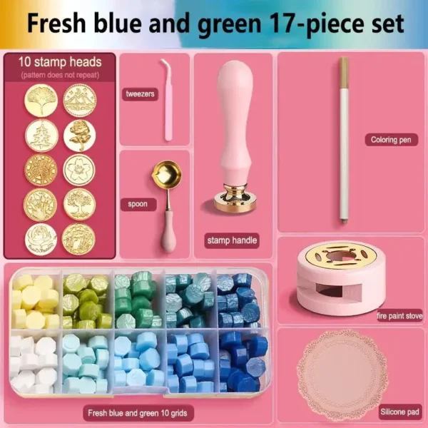 Juego de sellos de cera/lacre, Kit de cera de colores lacados