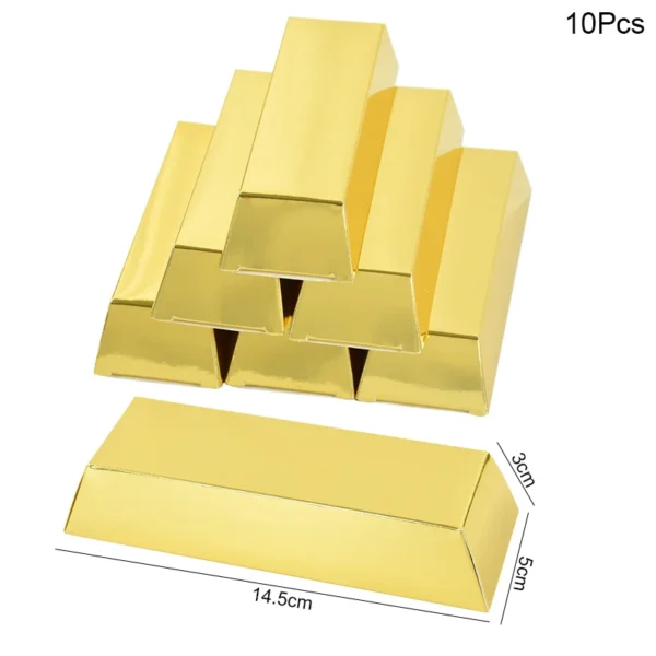 Caja de papel dorado en forma de lingote de oro