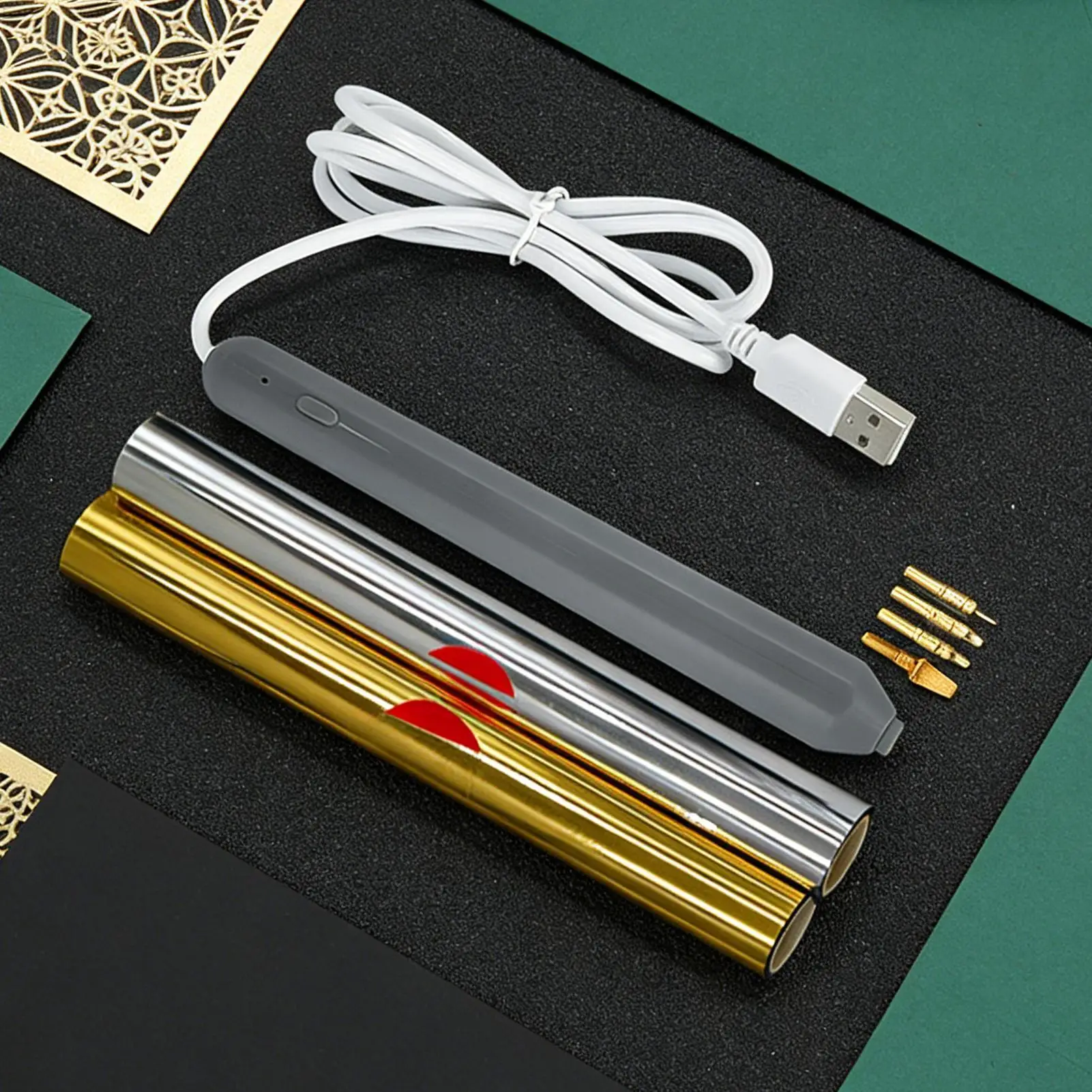 Lápiz de estampado en caliente USB, herramienta aplicadora de foil para manualidades, scrapbooking, trabajo en cuero y creación de tarjetas DIY