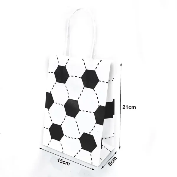 Bolsas de papel con la temática de fútbol de con asas, bolsas de recuerdo de celebraciones, cumpleaños para chuches, detalles y  decoración deportiva