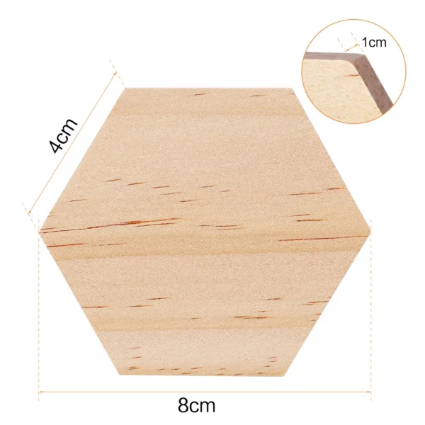 Piezas de madera de 1cm de espesor, discos Hexagonales sin pintar, adornos de madera para pintar