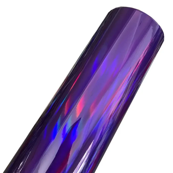 Vinilo cromado holográfico brillante, rollo de acabado arcoíris, adhesivo DIY