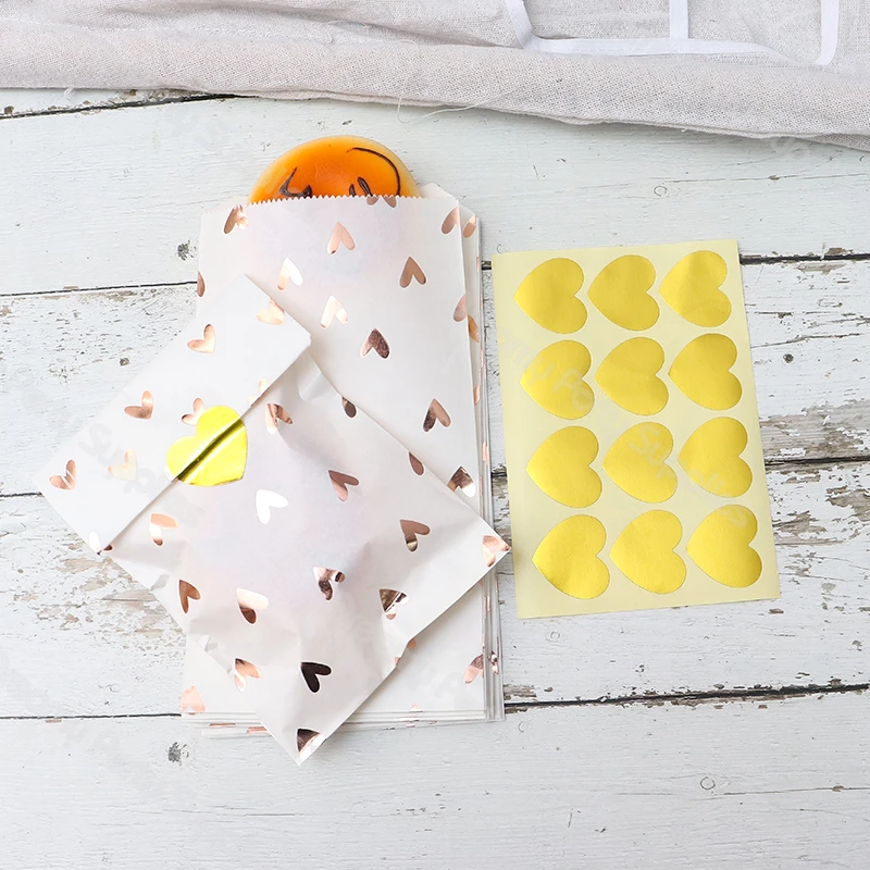 Bolsa de papel de regalo gruesa, pegatinas de puntos y corazón, para caramelos, dulces, chuches, detalles y galletas, bolsa de papel Kraft, bolsas artesanales 12 Uds. - Imagen 15