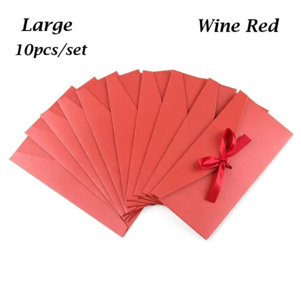 Sobre de papel nacarado con lazo de cinta gruesa, Color creativo, Retro, papelería para regalo, invitaciones, 10 unids