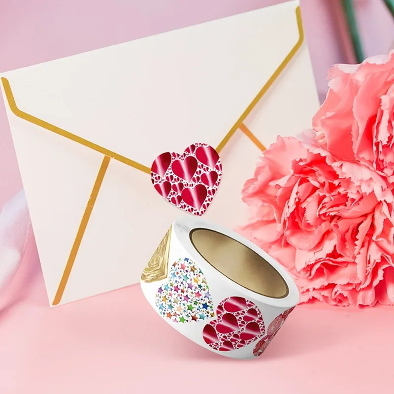 Pegatinas de corazón rojo, para decoraciones de tarjetas, embalajes, packaging, para sellos de sobre, decorativa de amor - Imagen 6