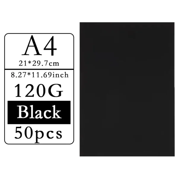 50 Uds A4 120g cartón hecho a mano papel de tarjeta blanco/negro/marrón papel Kraft para manualidades de acuarela DIY paquete de inyección de tinta y impresora láser
