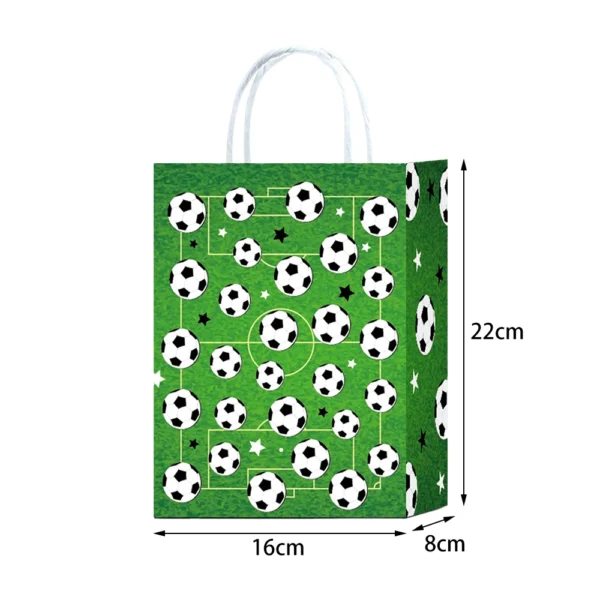 Bolsas de papel con la temática de fútbol de con asas, bolsas de recuerdo de celebraciones, cumpleaños para chuches, detalles y  decoración deportiva